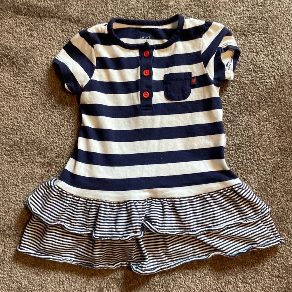 2 Carter’s Girls Short Sleeve Summer Outfits  Size 18 Months Polka Dot Stripes